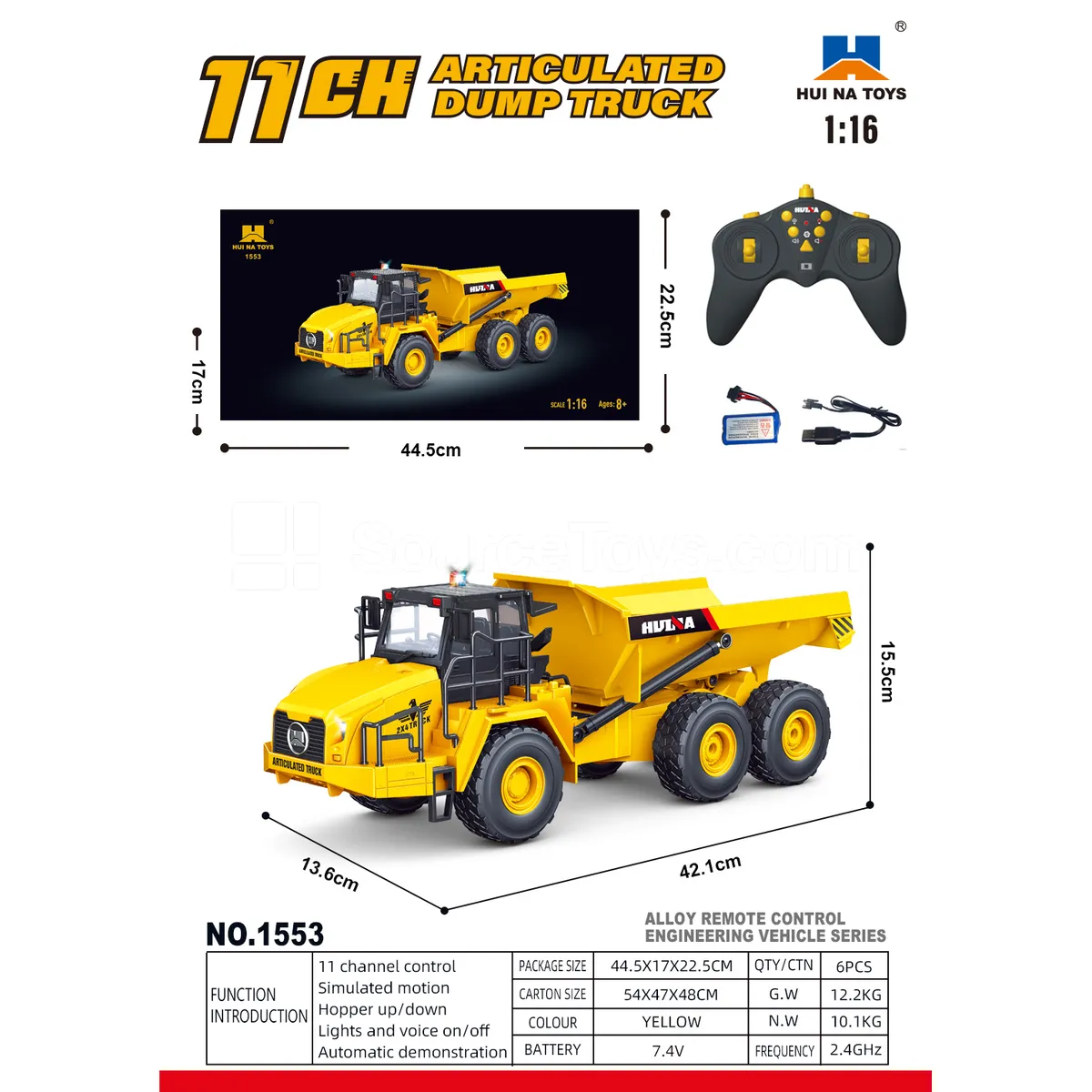 1:16 11-Channel Alloy RC Dump Truck