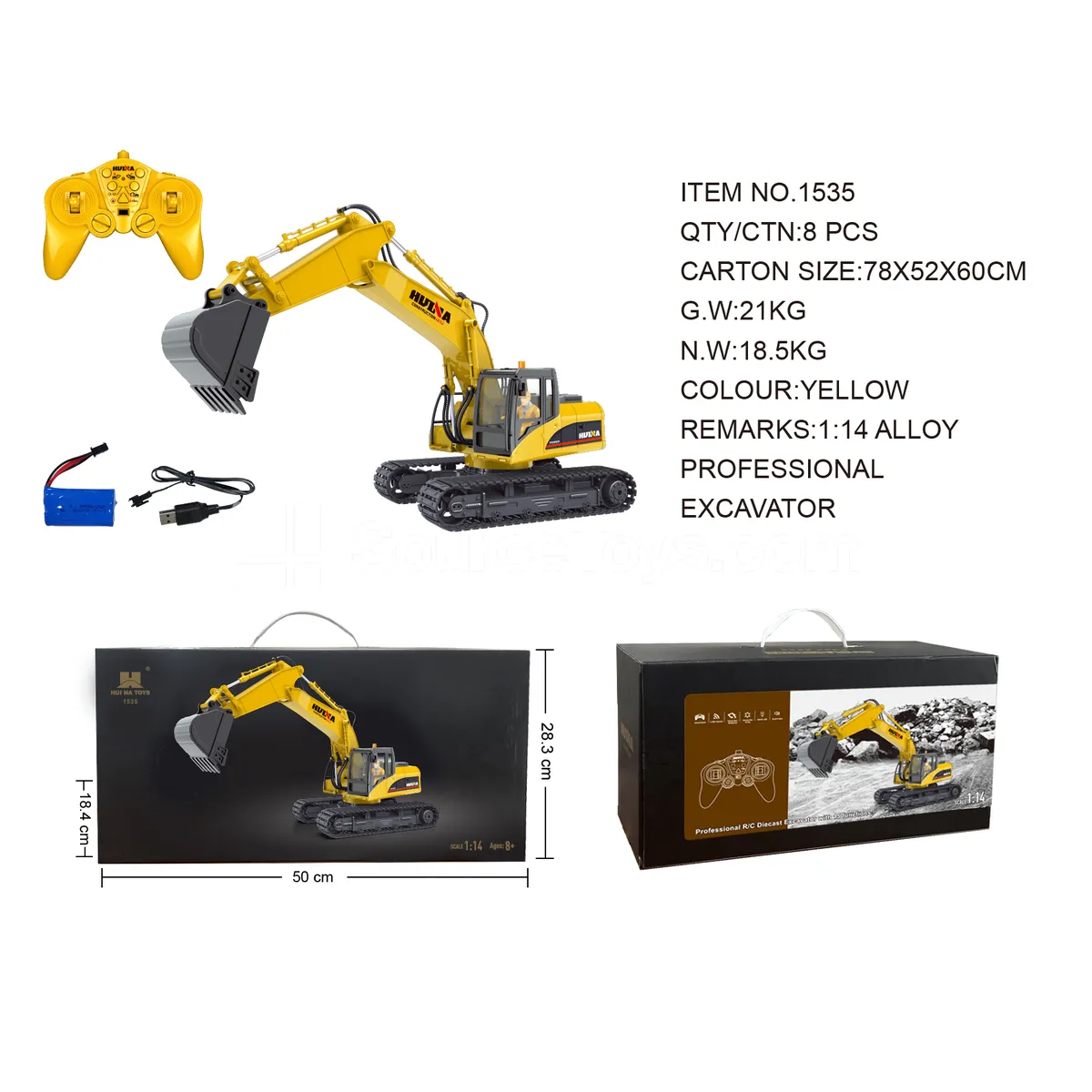 1:14 15-Channel Alloy RC Excavator
