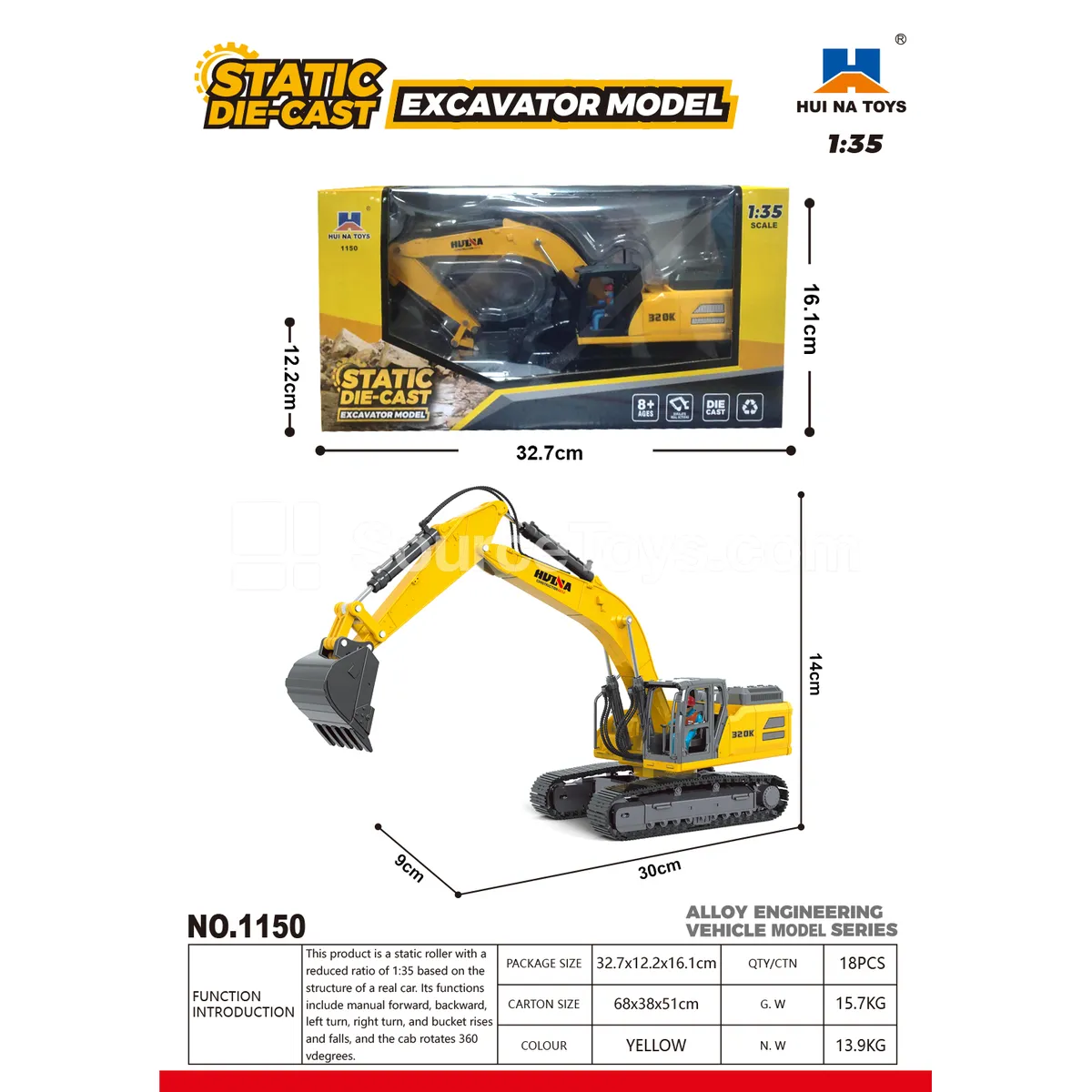 1:35 Alloy Excavator Model