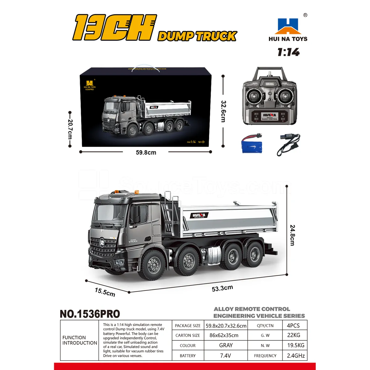 1:14 13-Channel Alloy Remote Control Dump Truck 1:14 13-Channel Alloy Remote Control Dump Truck