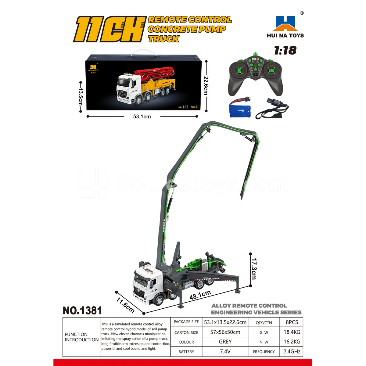 1:18 11-Channel Alloy Remote Control Concrete Pump Truck 1:18 11-Channel Alloy Remote Control Concrete Pump Truck