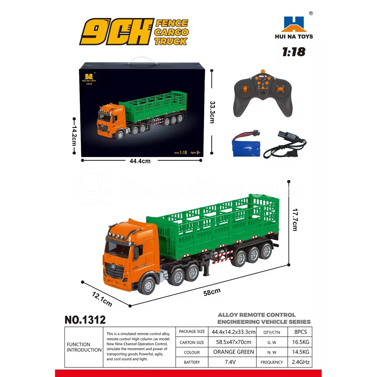 1:18 9-Channel Alloy Remote Control High-Sided Trailer 1:18 9-Channel Alloy Remote Control High-Sided Trailer