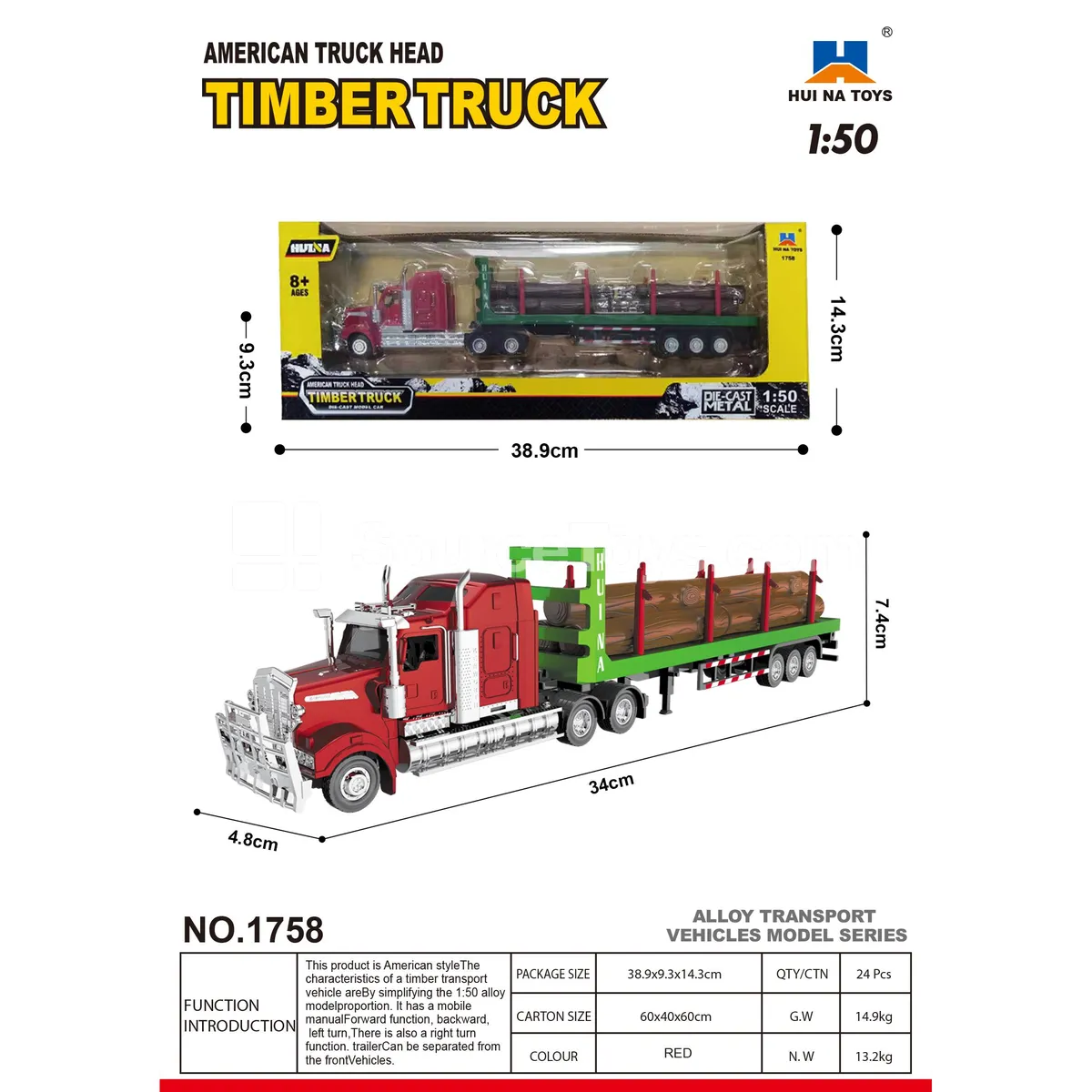 1:50 Alloy American Log Truck Static Model 1:50 Alloy American Log Truck Static Model