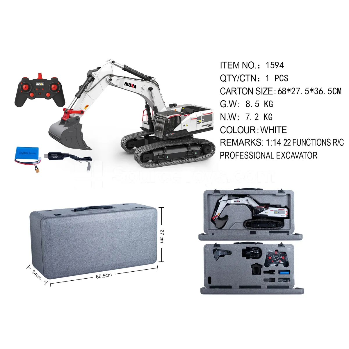 1:14 22-Channel Alloy RC Excavator