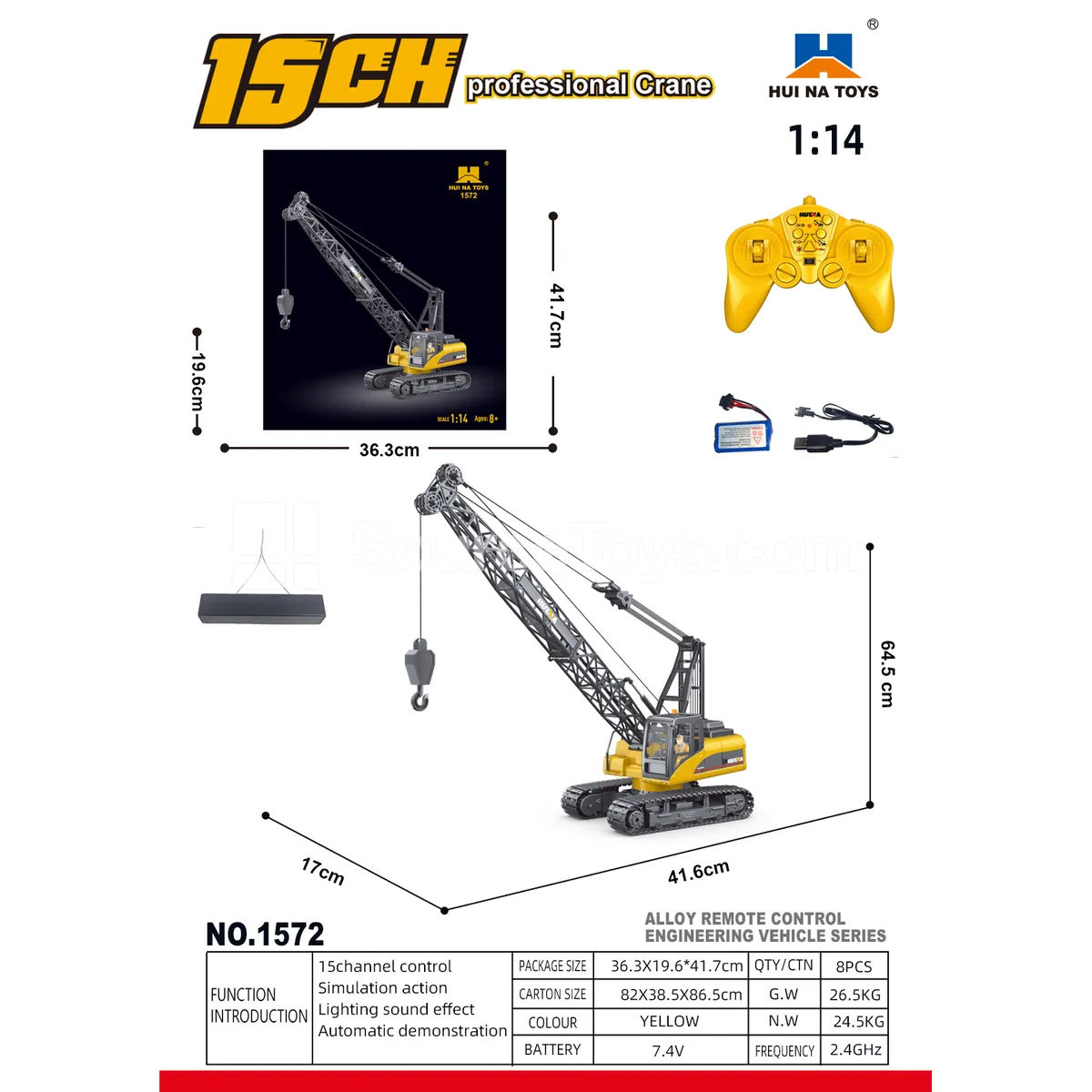 1:14 15-Channel Alloy RC Tower Crane Truck