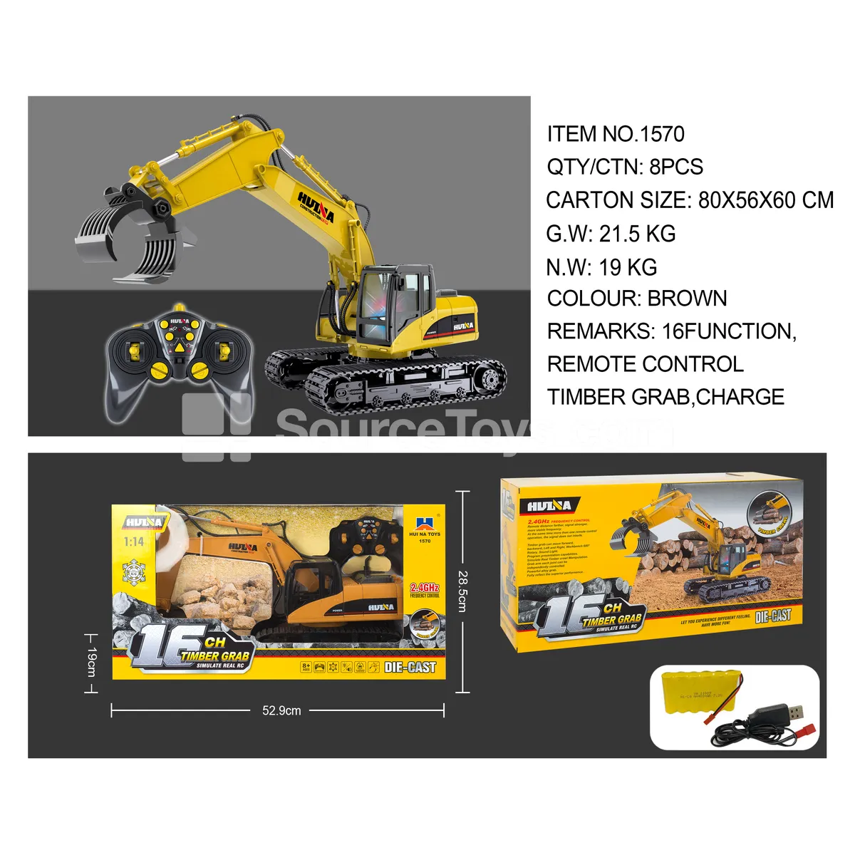 1:14 16-Channel Alloy Remote Control Grabbing Crane