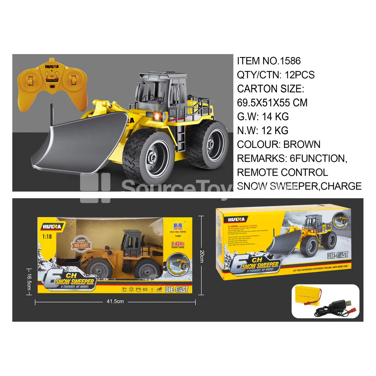 1:18 Six-Channel Alloy Remote Control Snowplow Truck