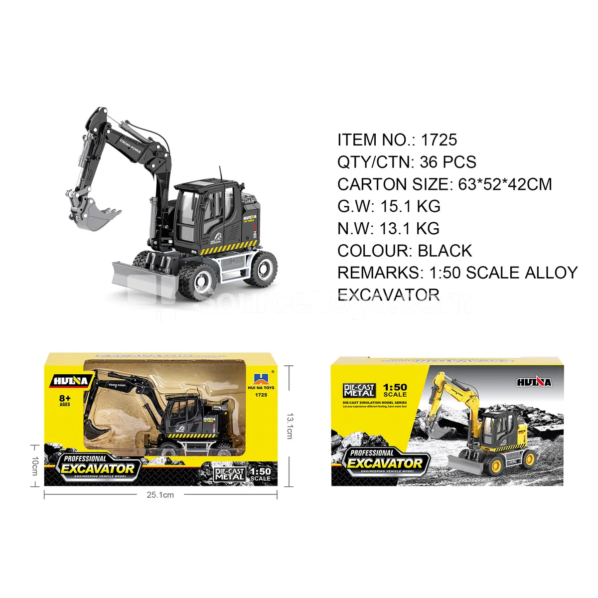 1:50 Alloy Three-Section Arm Excavator