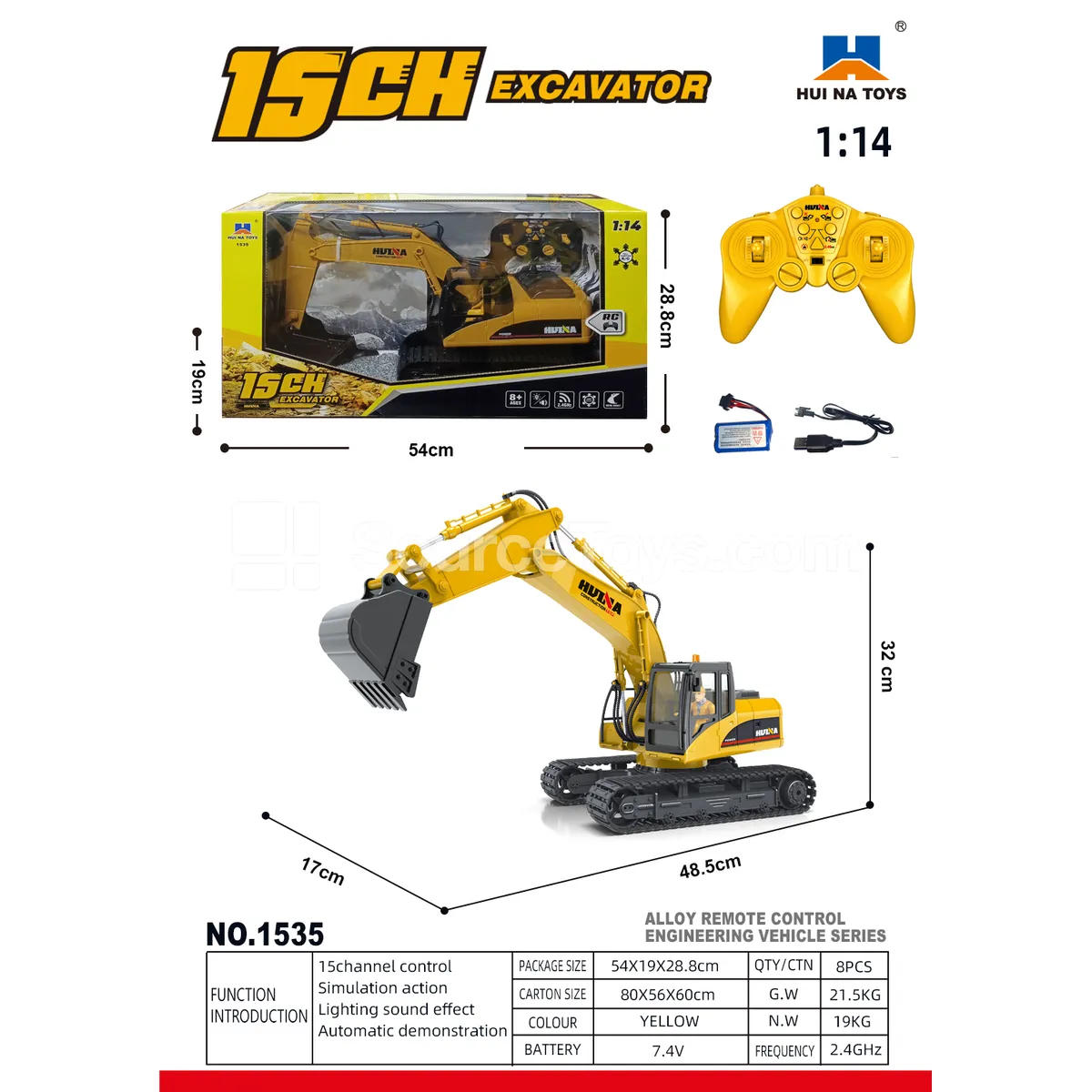 1:14 15-Channel Alloy RC Excavator