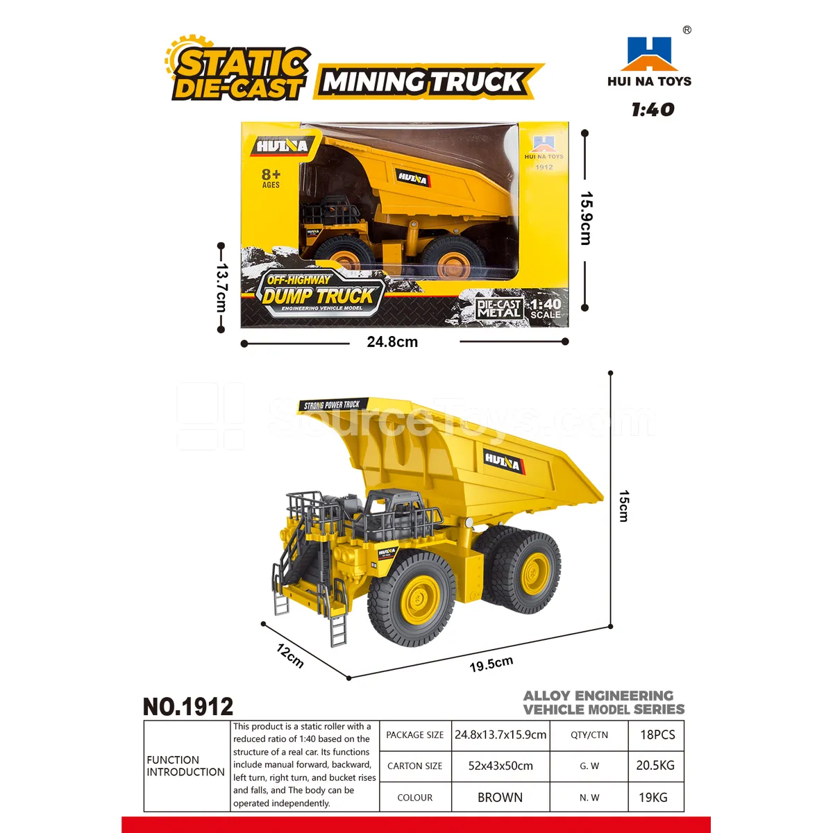 1:40 Alloy Mining Dump Truck Static Model