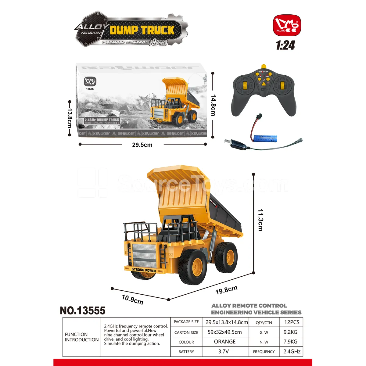 1:24 Alloy 9-Channel RC Mining Truck