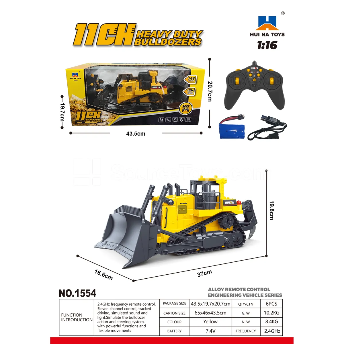 1:16 11-Channel Alloy Remote Control Heavy Bulldozer