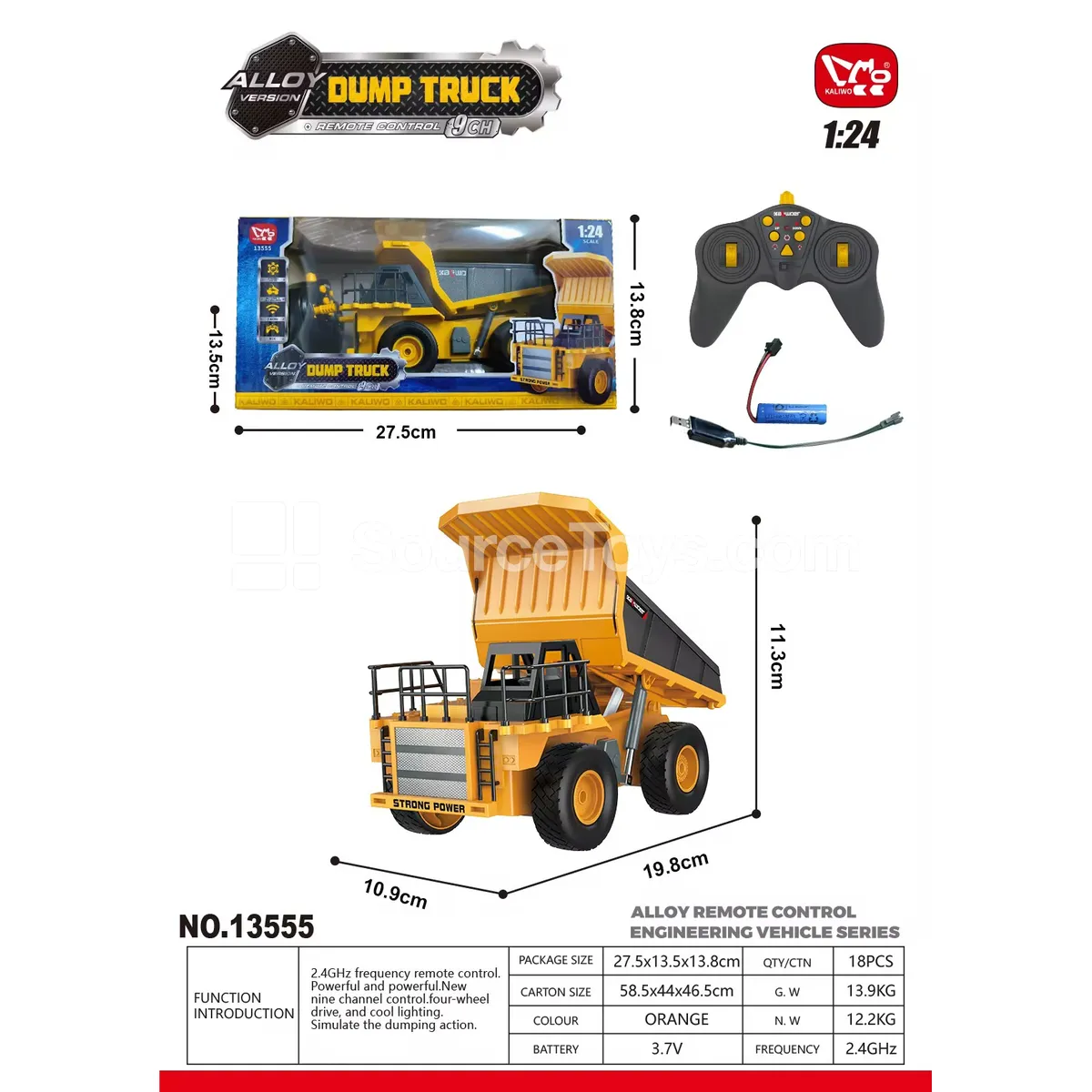 1:24 Alloy 9-Channel RC Mining Truck