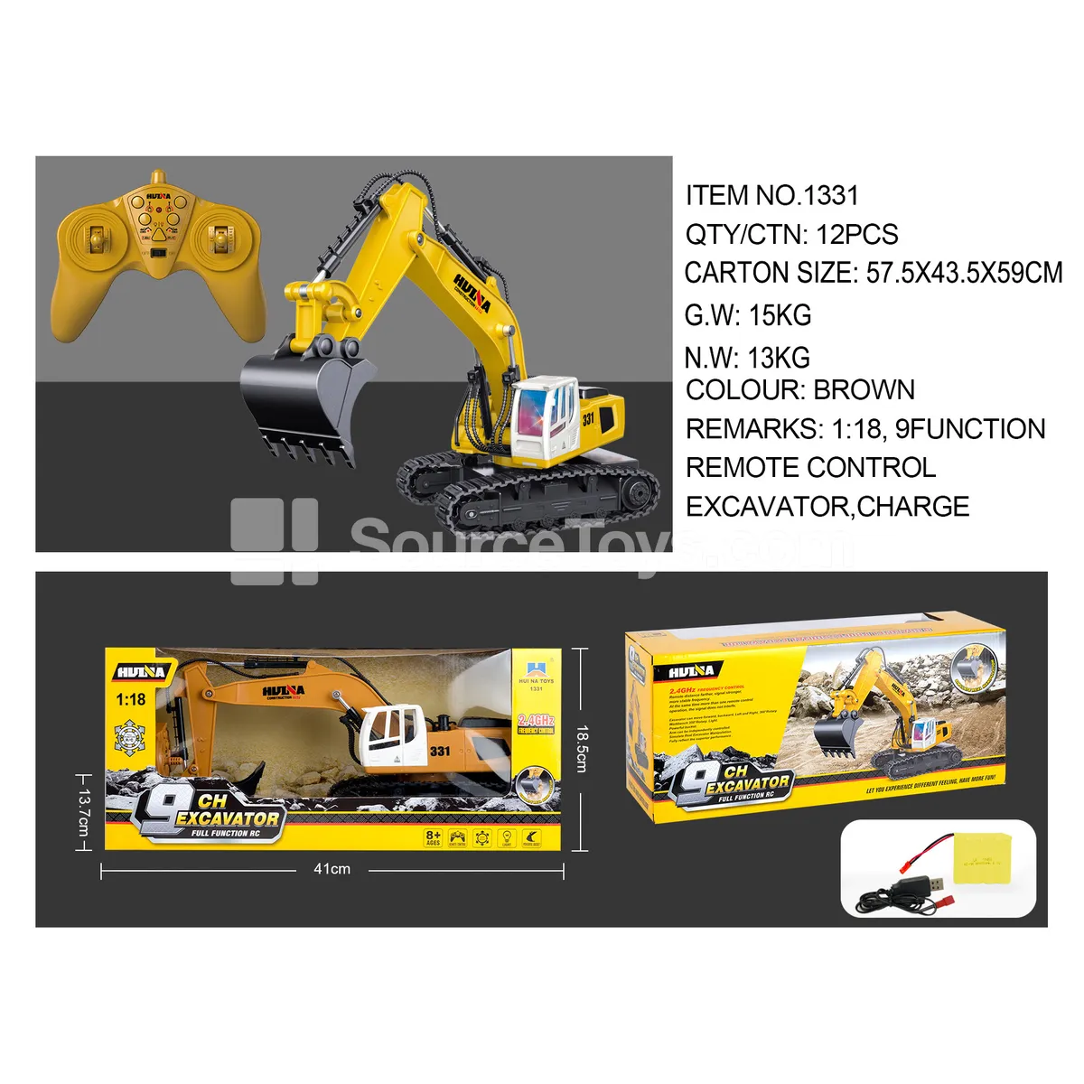 1:18 9-Channel Remote Control Excavator