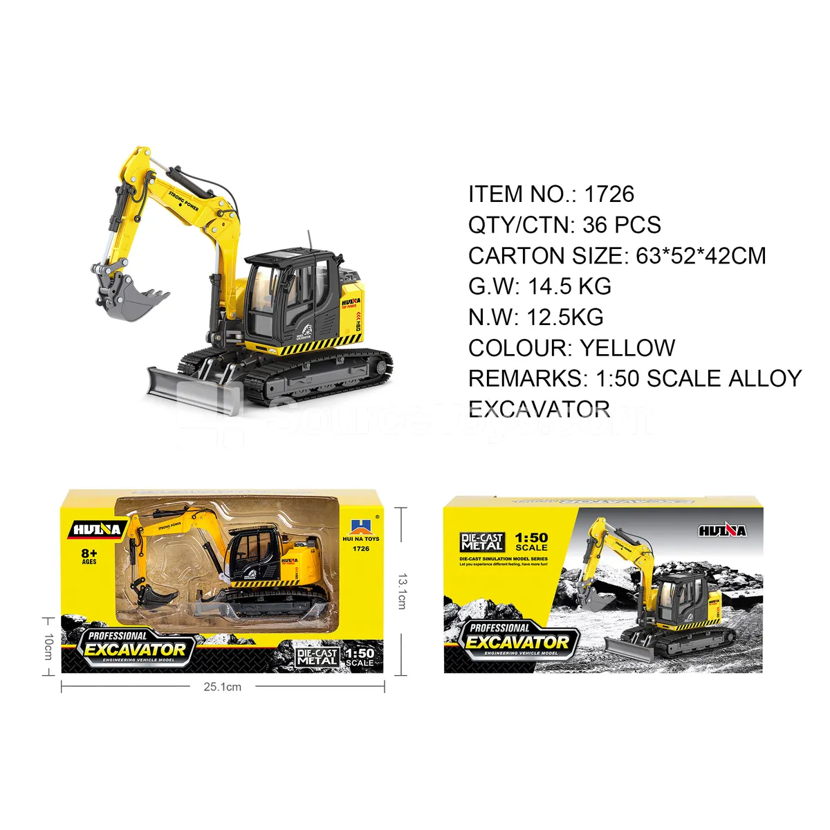 1:50 Alloy Crawler Excavator with Three-Section Arm