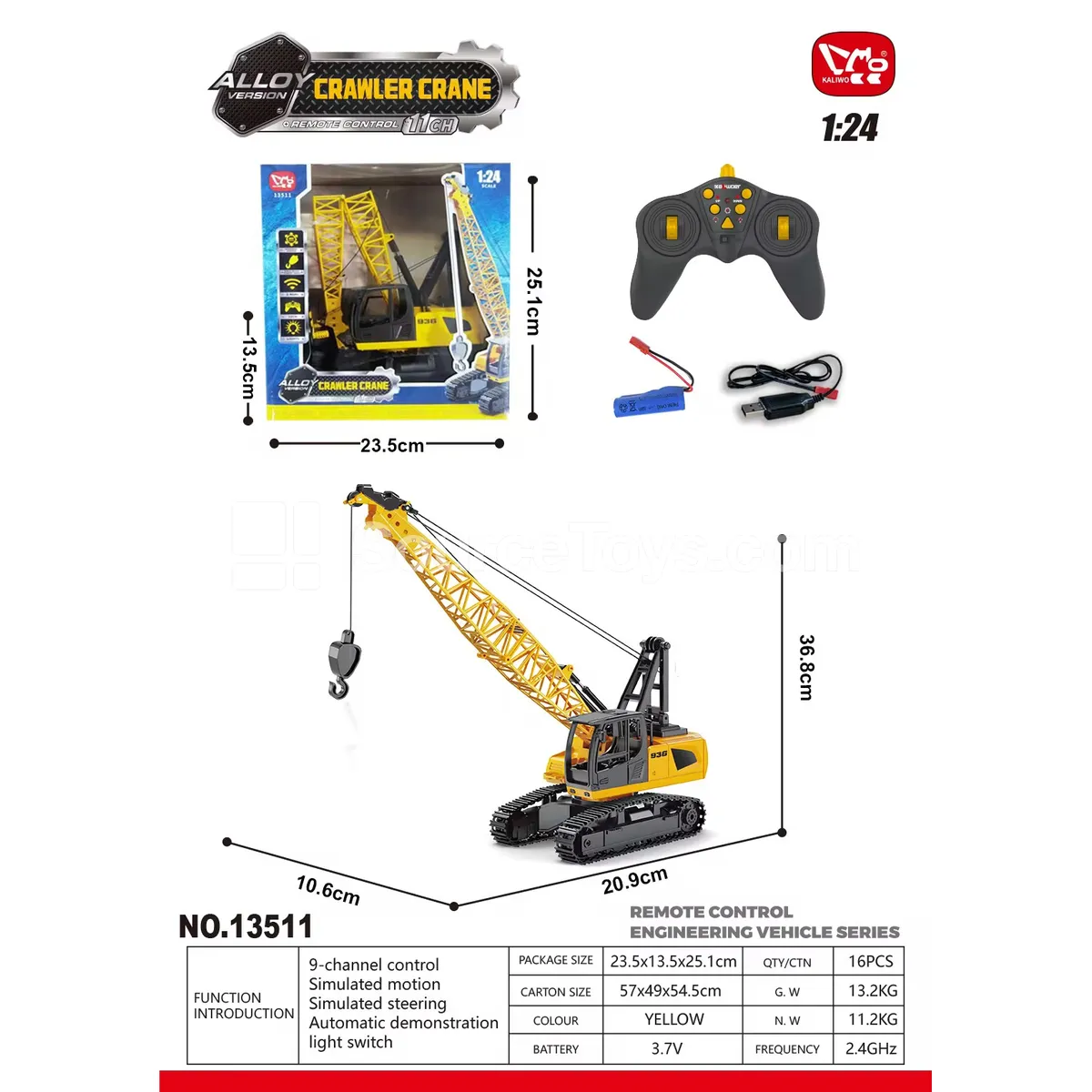 1:18 11-Channel Alloy Remote Control Crane 1:18 11-Channel Alloy Remote Control Crane