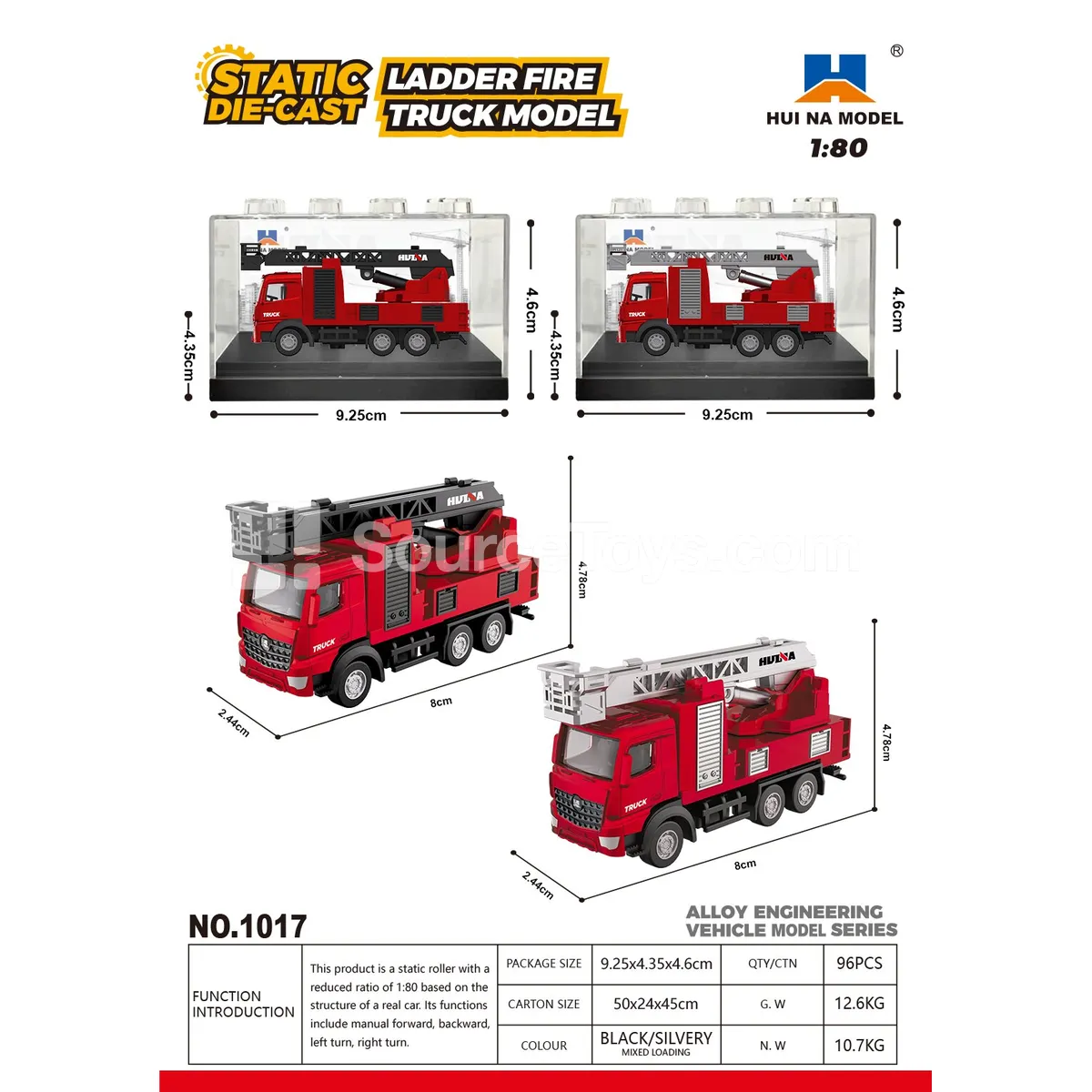 1:80 Alloy Ladder Fire Truck Model