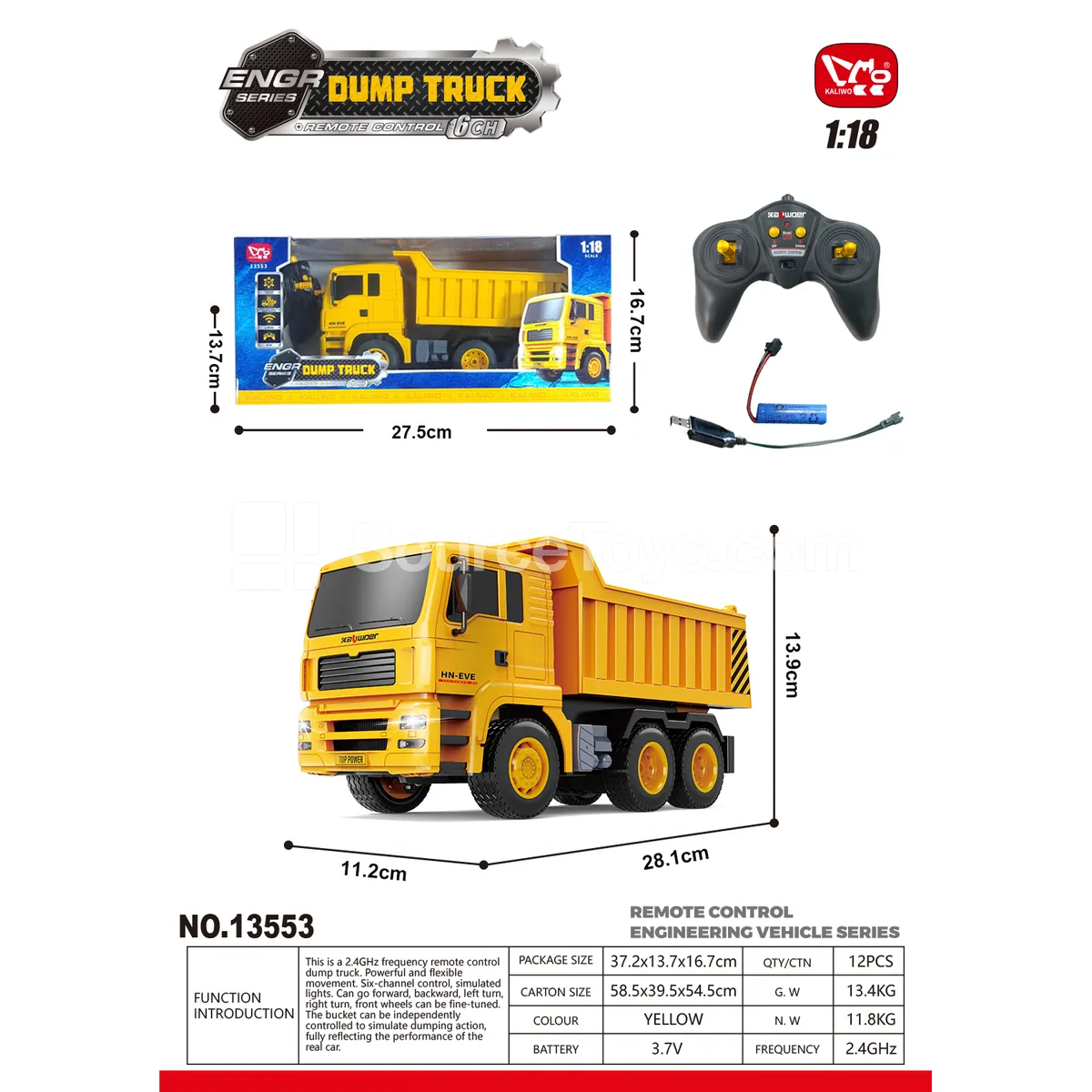 1:18 6-Channel RC Dump Truck