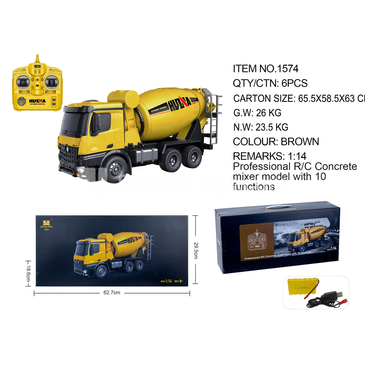 1:14 10-Channel Concrete Mixer Truck