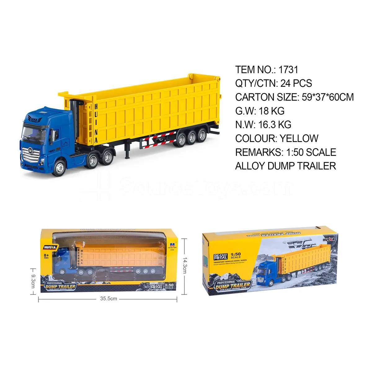 1:50 Semi-Alloy Dump Trailer Static Model 1:50 Semi-Alloy Dump Trailer Static Model