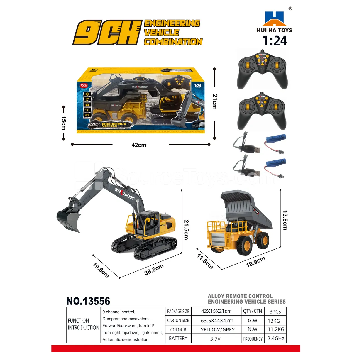 1:24 11-Channel Alloy Remote Control Excavator & 9-Channel Mining Truck