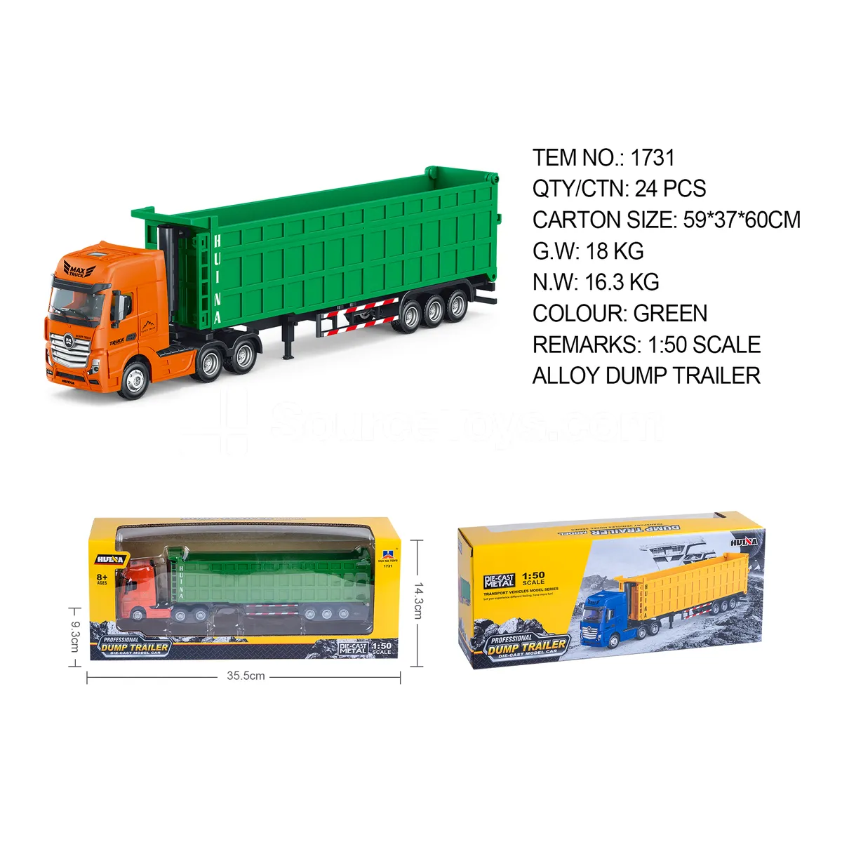 1:50 Alloy Dump Truck Static Model (1731)