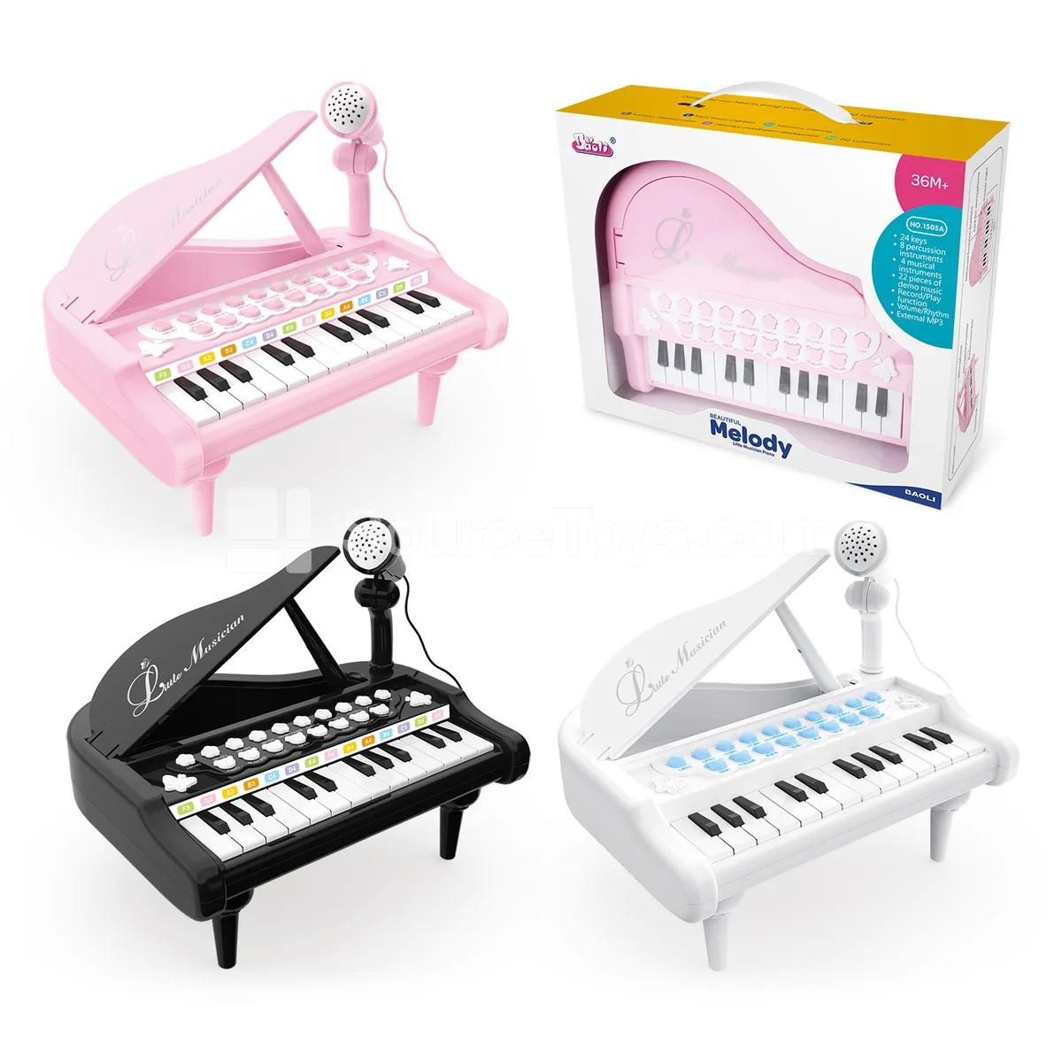 Mini Piano (Pink/White/Black) Solid Color Mini Piano (Pink/White/Black) Solid Color
