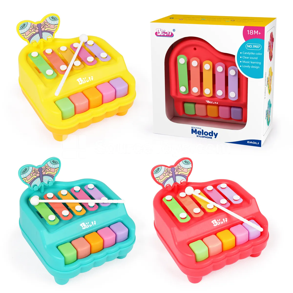 5-Note Butterfly Piano Hammer Toy