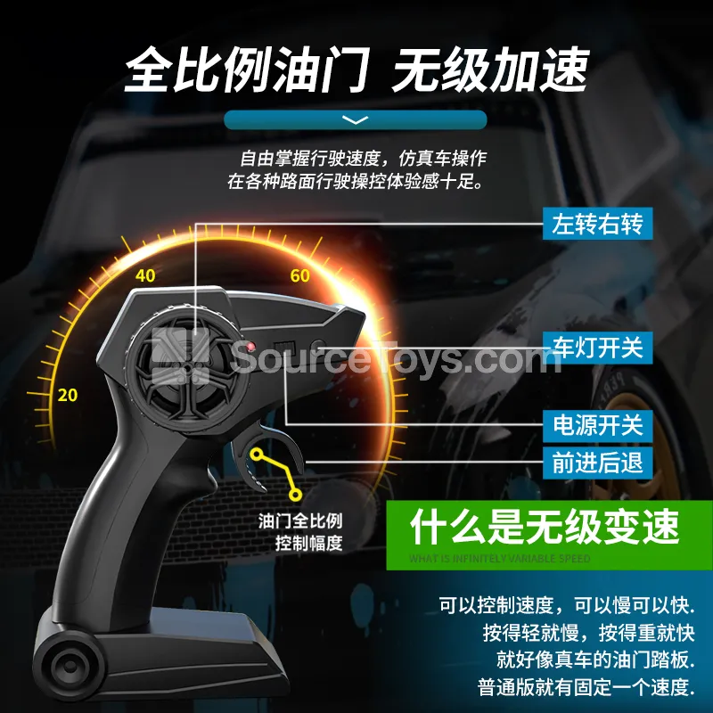 1:16 Scale RC Drift Car 4WD High-Speed Remote Control Racing Car with 2 Sets of Wheels 1:16 Scale RC Drift Car 4WD High-Speed Remote Control Racing Car with 2 Sets of Wheels