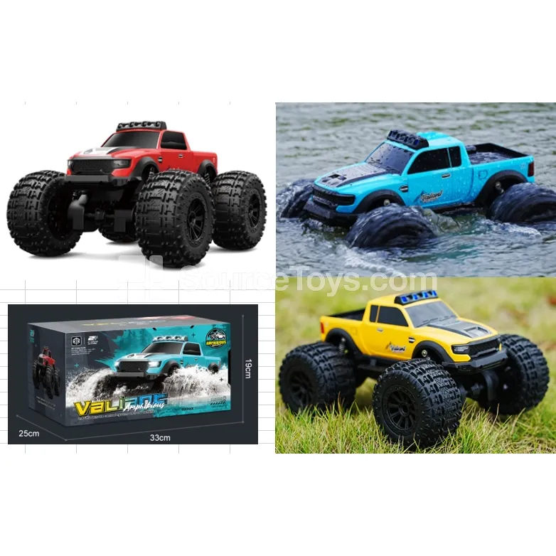 1:14 Scale Amphibious RC Car with 4WD, Lights, and Steering