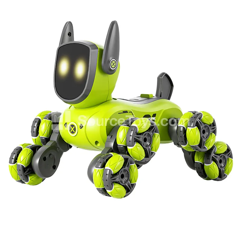 Smart Voice & Gesture RC Robot Dog with 8-Wheel Drive and Transformable Vehicle