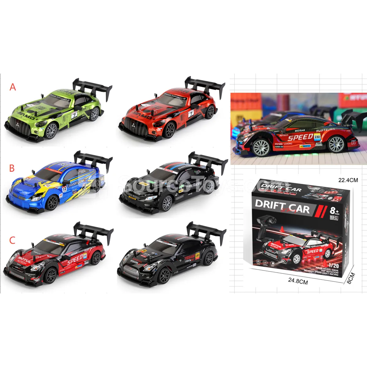 Stunt Drift RC Car 1:24 4WD 2.4G Remote Control Racer with Lights Stunt Drift RC Car 1:24 4WD 2.4G Remote Control Racer with Lights