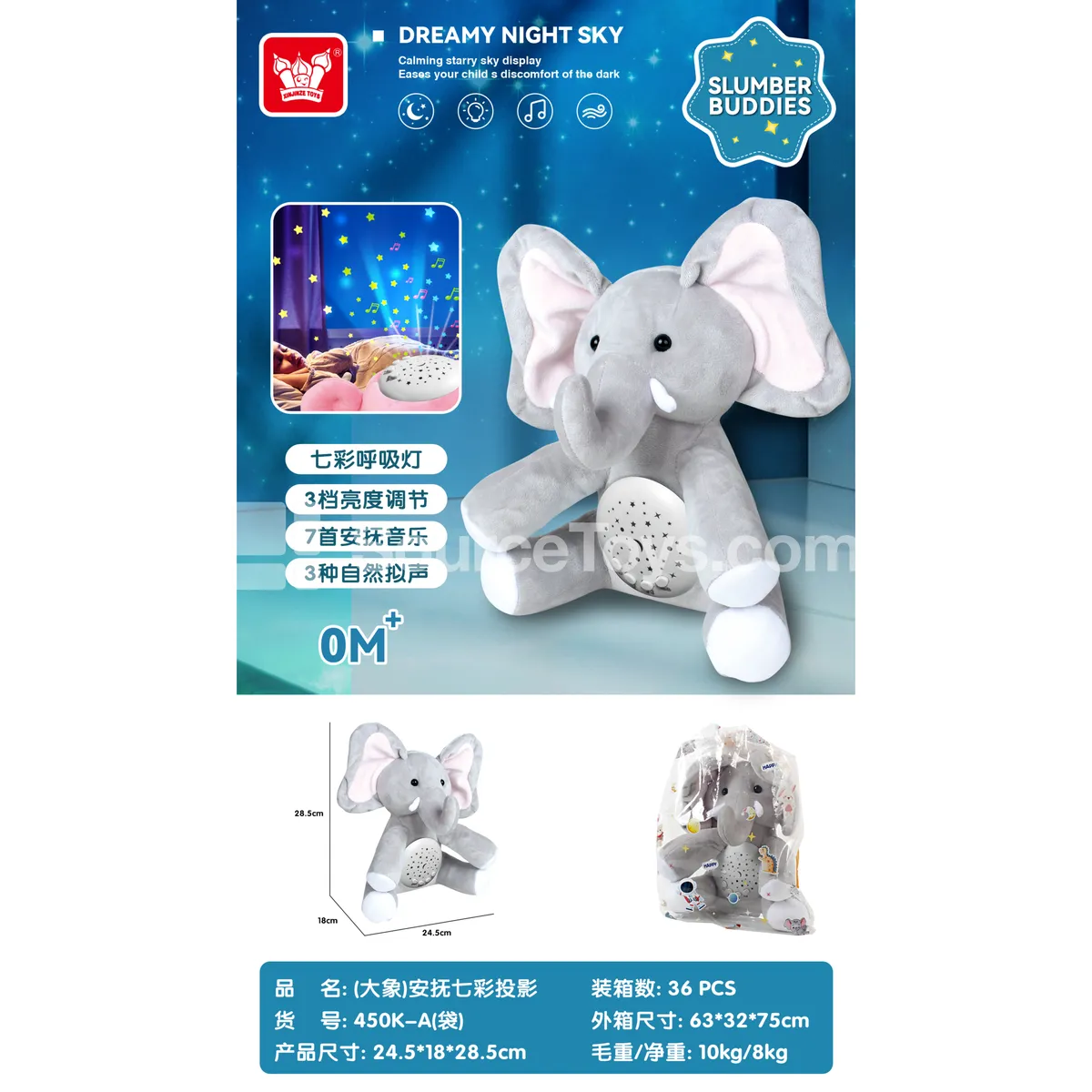 Soothing Projection Plush Elephant Toy Soothing Projection Plush Elephant Toy
