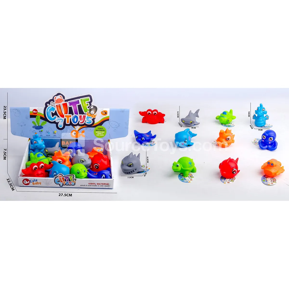 Vinyl Ocean Animal Box with BB Whistle (12pcs Whole Box Price)