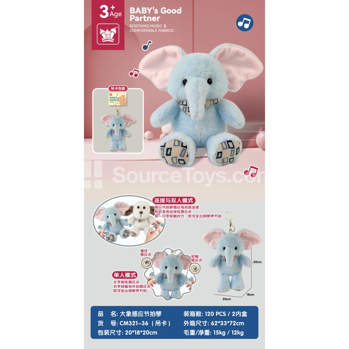Elephant Plush Toy with Sensing Rhythm Elephant Plush Toy with Sensing Rhythm