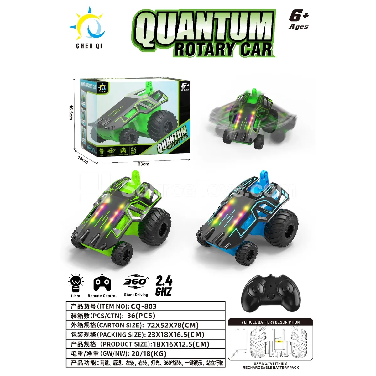 2.4G Remote Control Stunt Rotating Car (CQ-803)