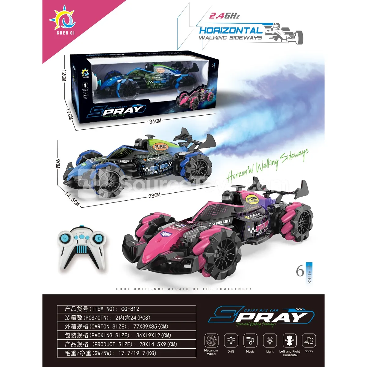 2.4G F1 Dual-Sided Drift Car with Side Spray