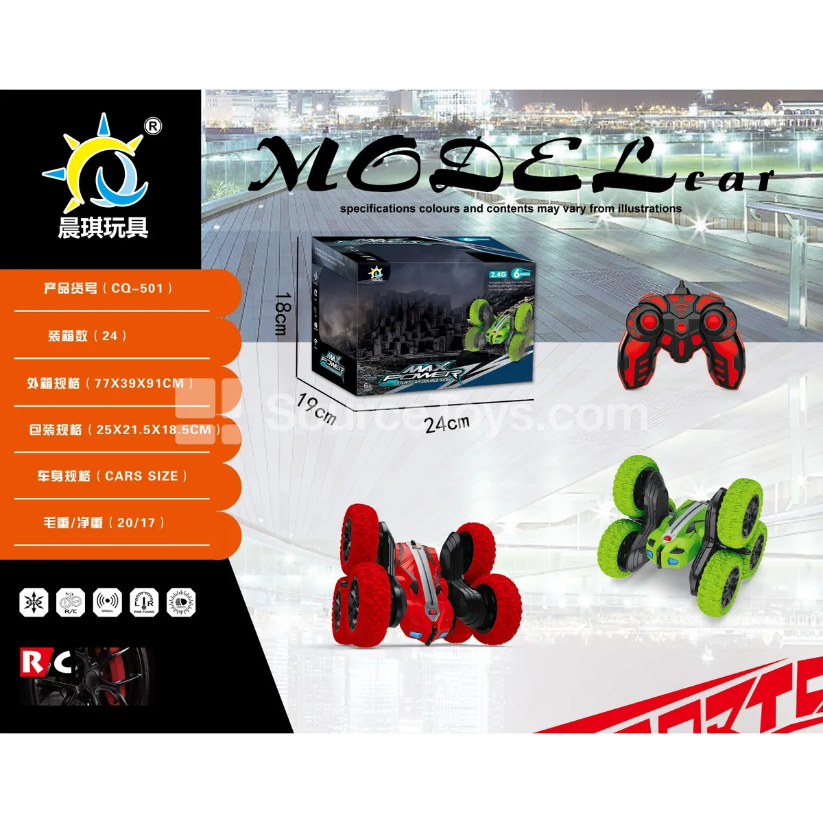 2.4G 6-Wheel Stunt Remote Control Car USB 3.7V