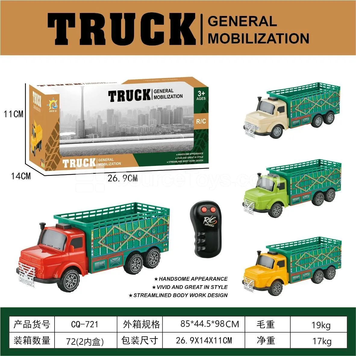 1:20 2-Channel 6-Wheel Heat-Transfer Truck