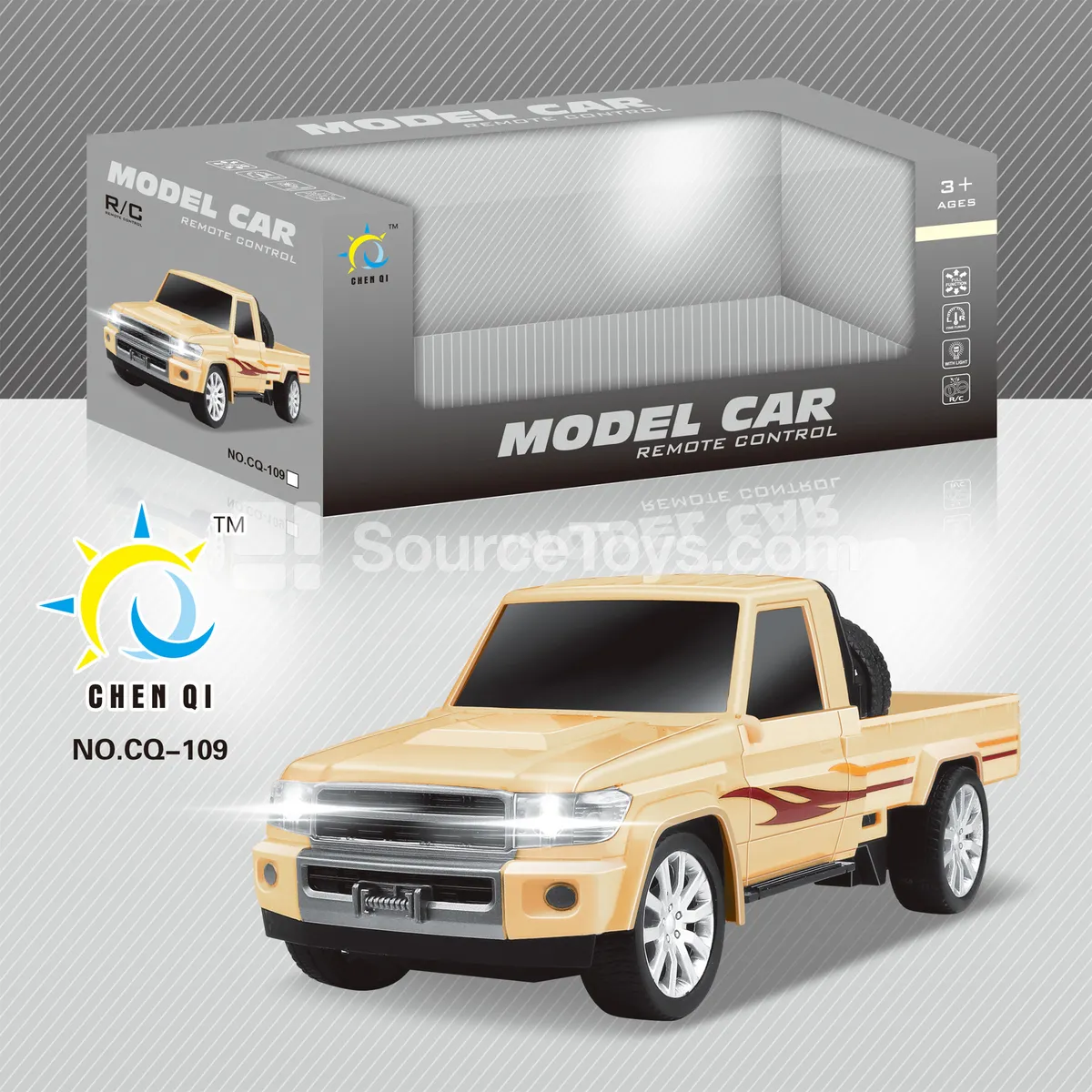 1:20 Toyota Pickup RC Car with Lights, Yellow/White Assorted (Battery Not Included)