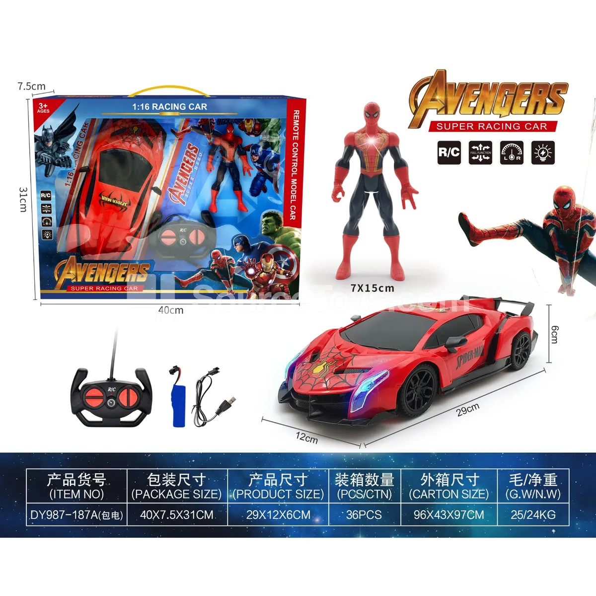 1:16 RC Car with Lights (Window Box)