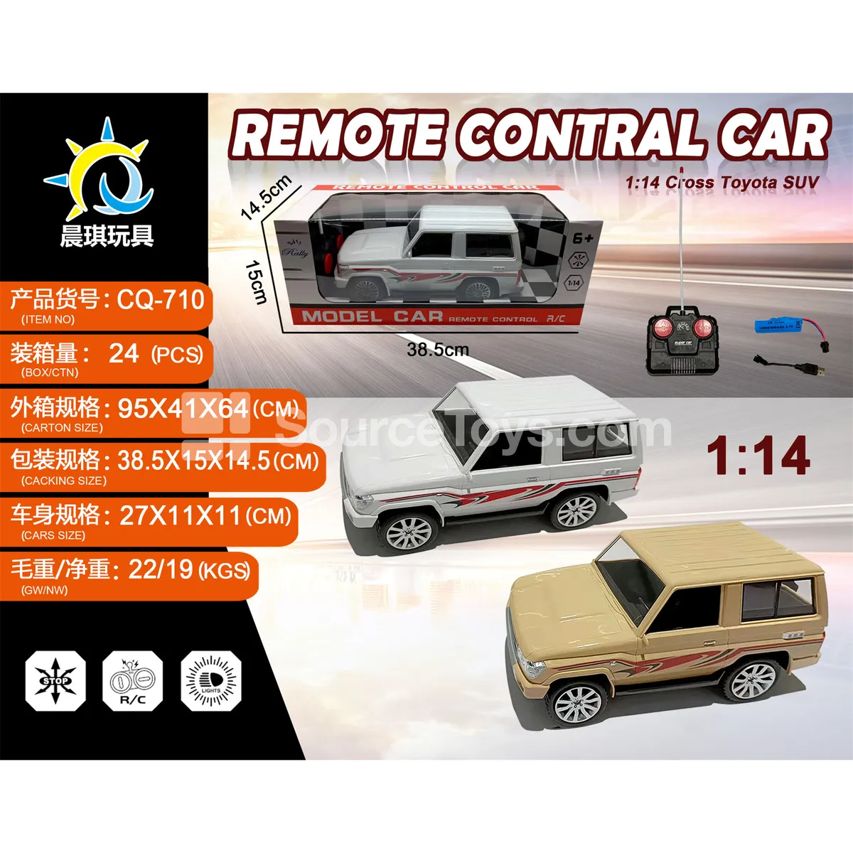 1:14 4-Channel SUV with Lights, Yellow & White 1:14 4-Channel SUV with Lights, Yellow & White