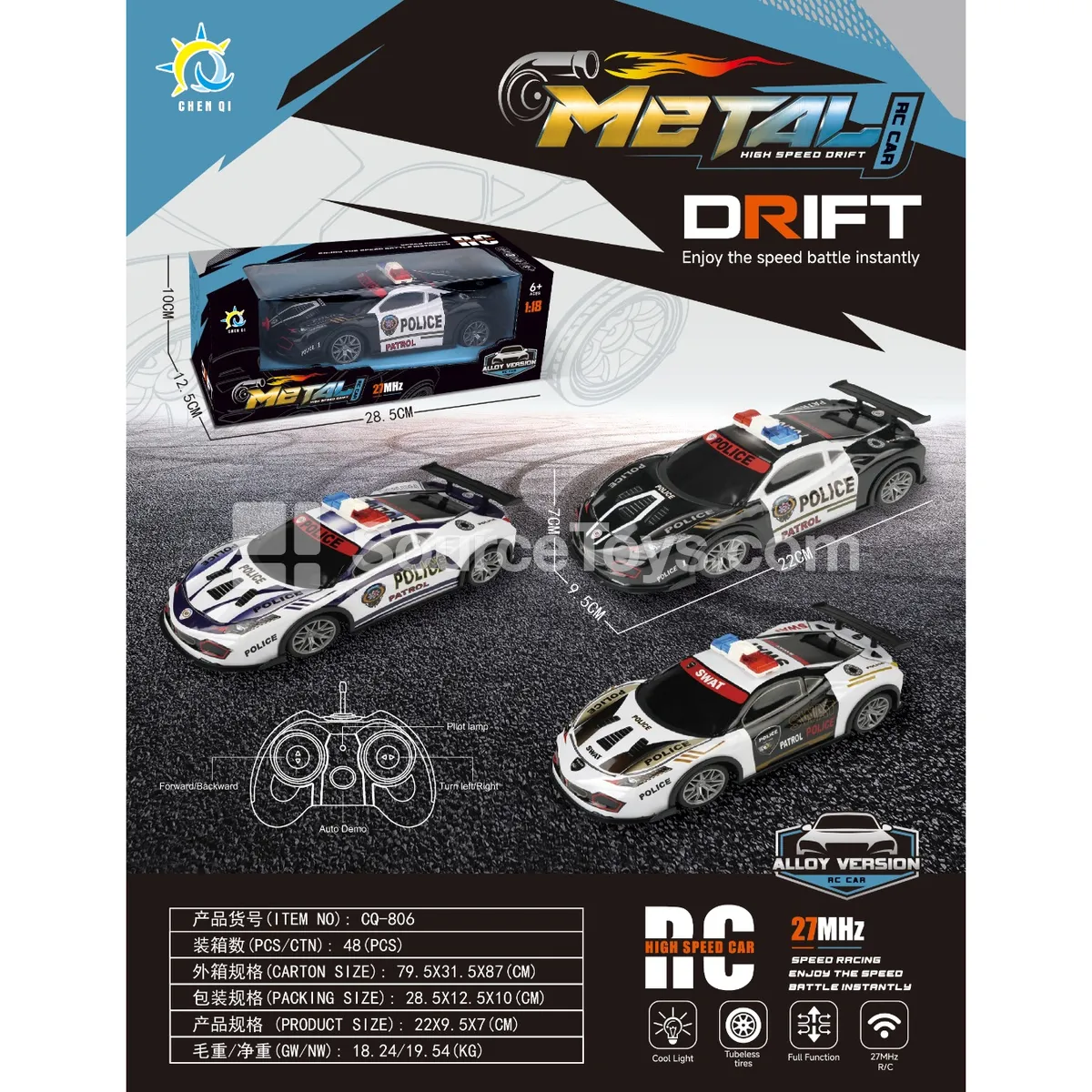 27MHz Alloy Remote Control Police Car (CQ-806)