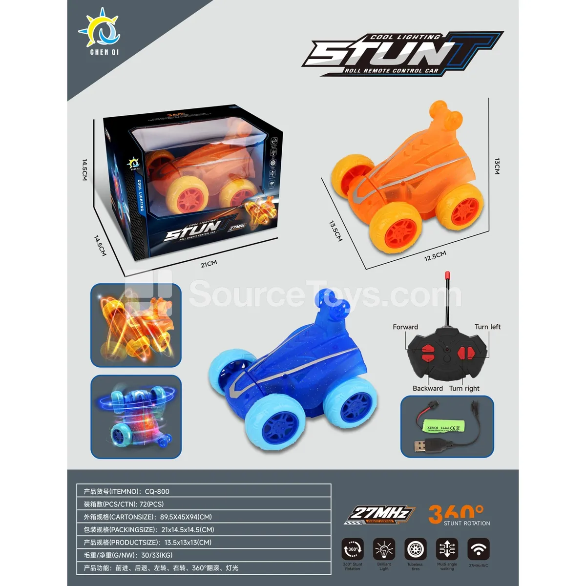 4-Channel Stunt Dump Truck with Lights & 360° Flip (CQ-800)