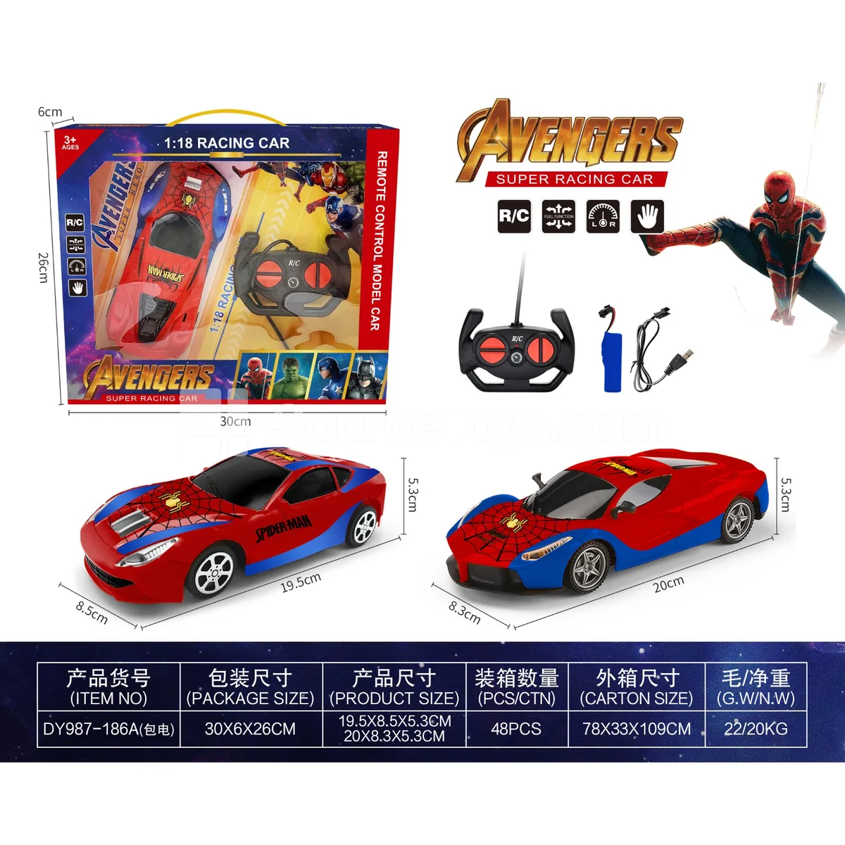 1:18 Remote Control Car with Battery (Window Box)