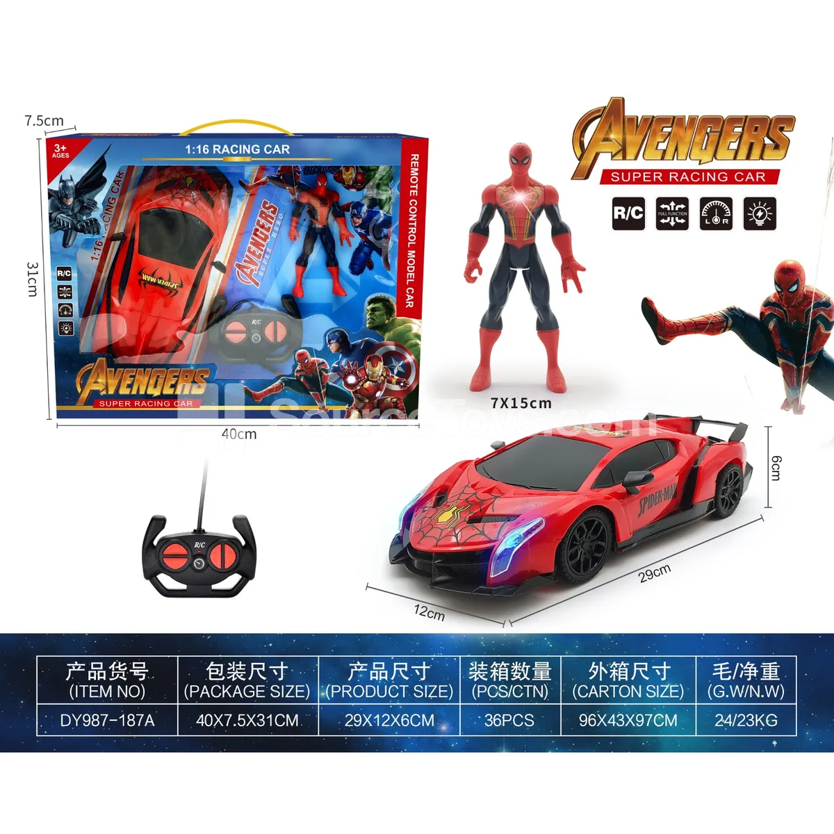 1:16 RC Car with Lights (DY987-187A)