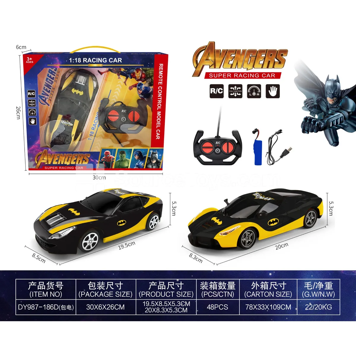 1:18 Remote Control Car with Battery (Window Box)