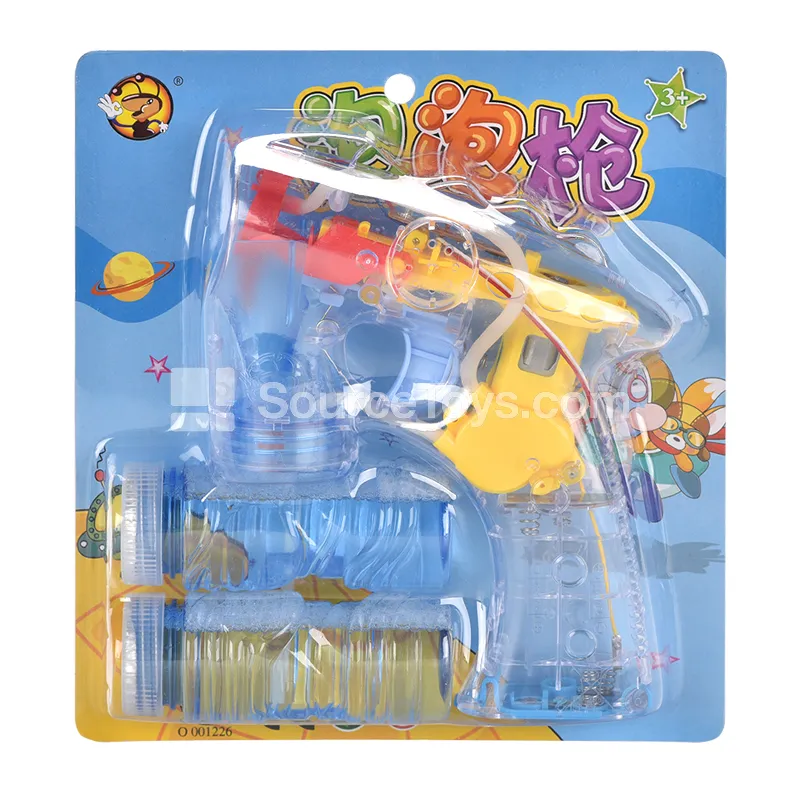 Transparent Bubble Gun with 4 Lights and 2 Bottles of Water