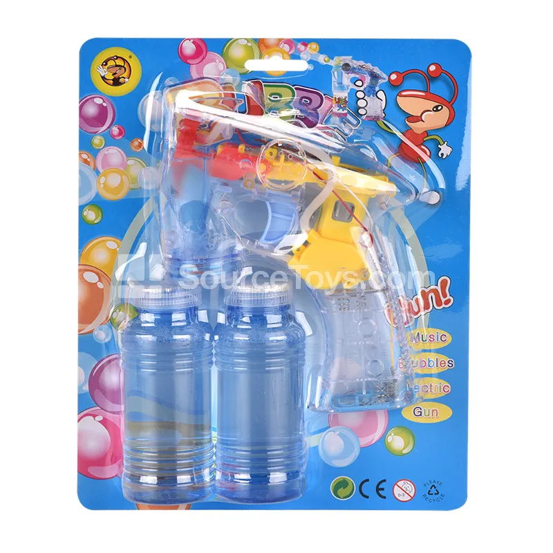 Transparent Regular 4-Light Bubble Gun with 2 Water Bottles, No Music
