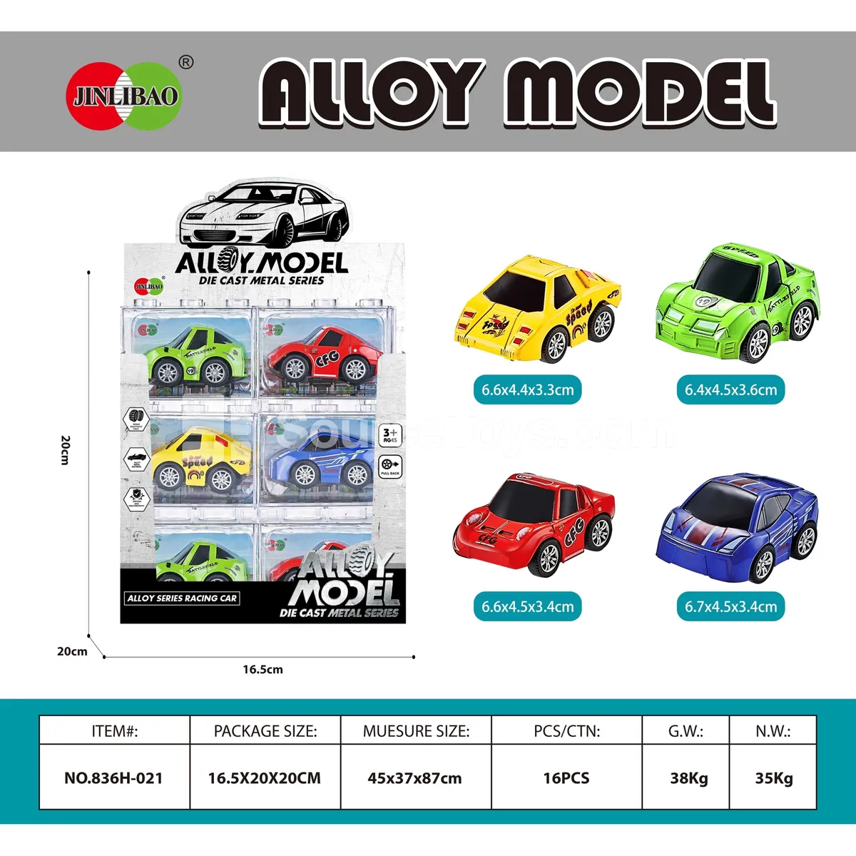 24PCS ABS Building Blocks Alloy Q-Style Pull-Back Racing Car